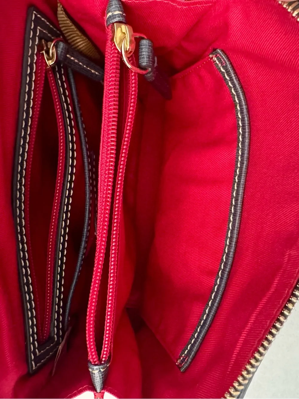 Dooney & Bourke Gray White Plaid Crossbody Bag Cardinal Red Lining